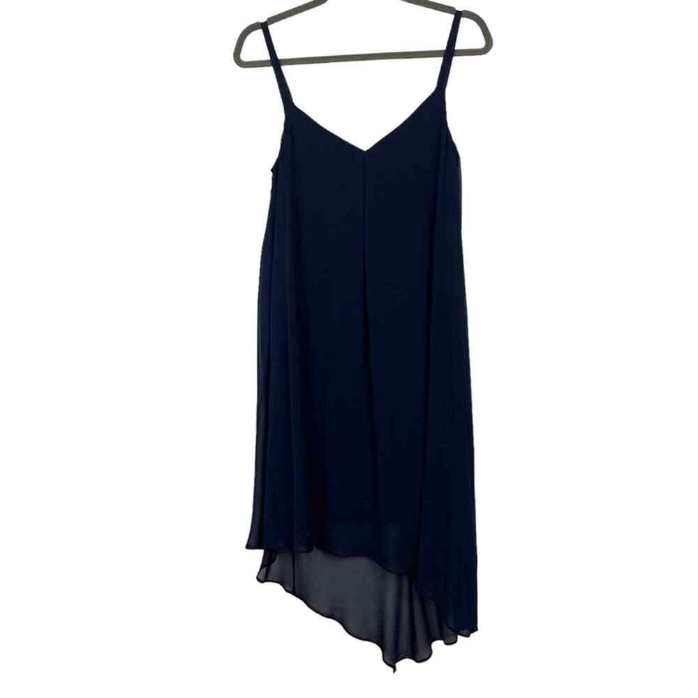 NWT White House Black Market Strappy Blue Tank Dress Asymmetric Chiffon Size 4